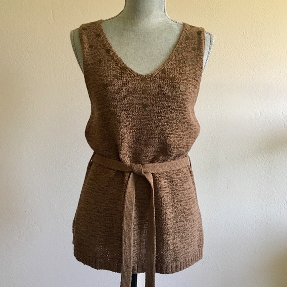Elena Solano Tops - Knit tank top with waist tie